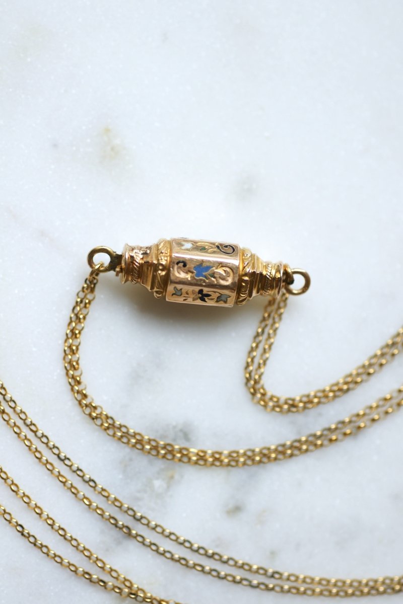 Collier Or Jaune Fermoir Barillet Emaillé - Castafiore