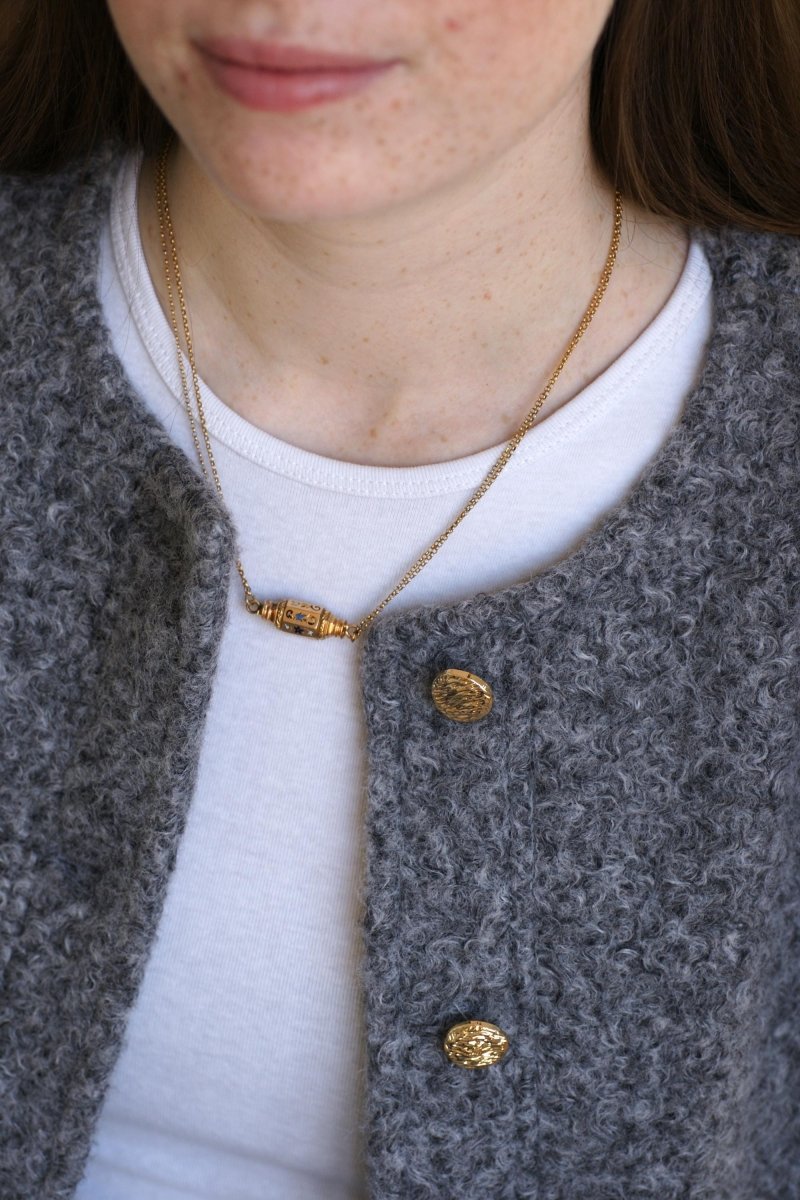 Collier Or Jaune Fermoir Barillet Emaillé - Castafiore