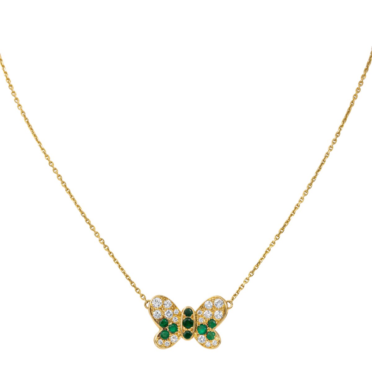 Collier Papillon Or jaune Emeraude - Castafiore