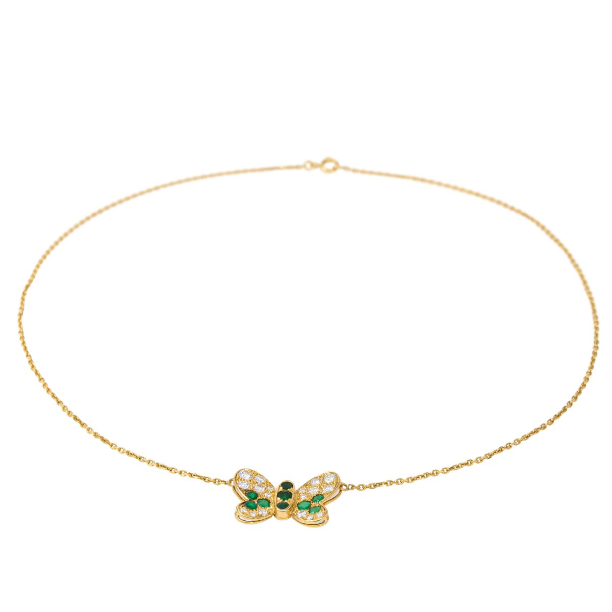 Collier Papillon Or jaune Emeraude - Castafiore