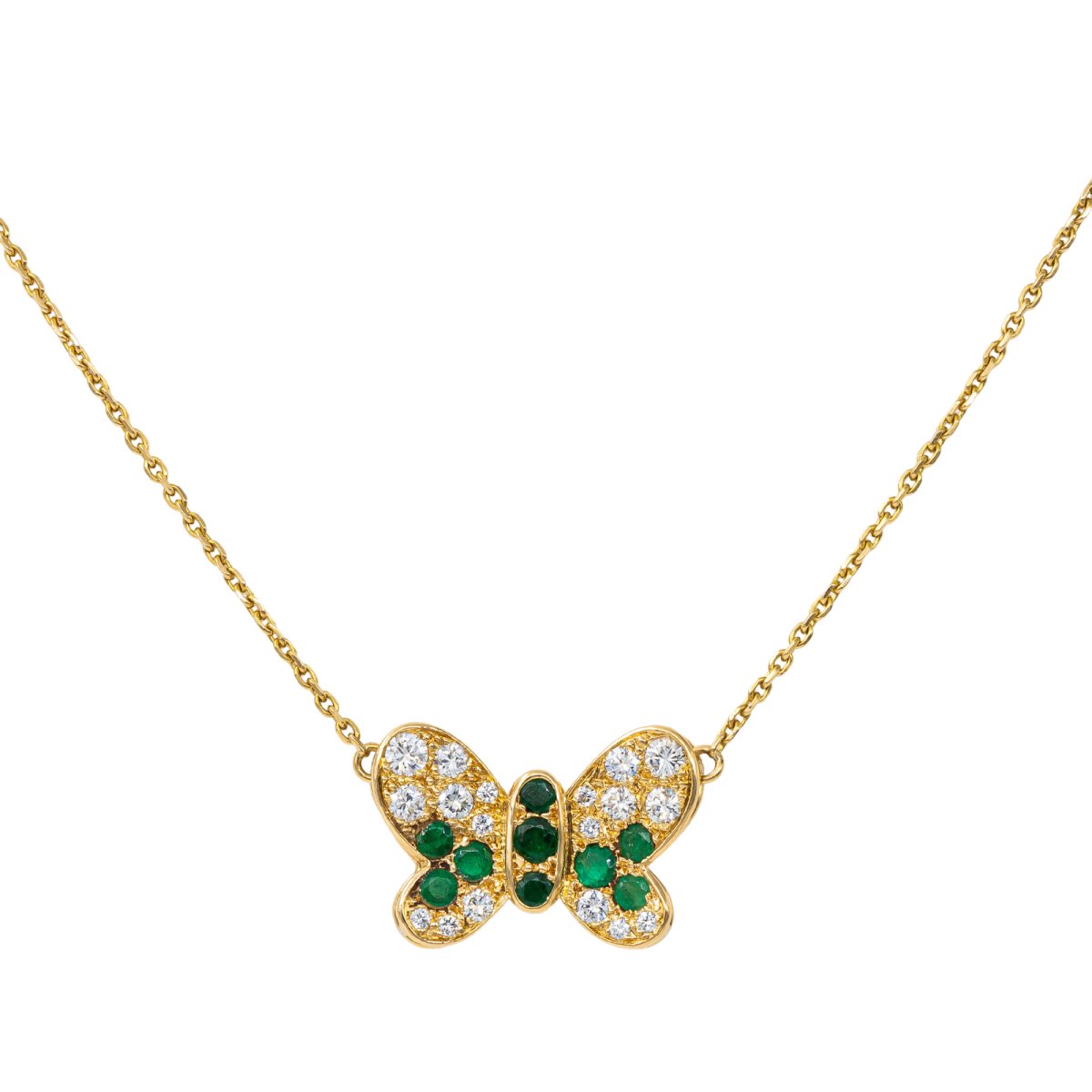 Collier Papillon Or jaune Emeraude - Castafiore