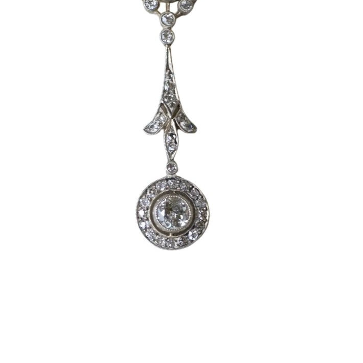 Collier pendentif ancien or rose diamants - Castafiore
