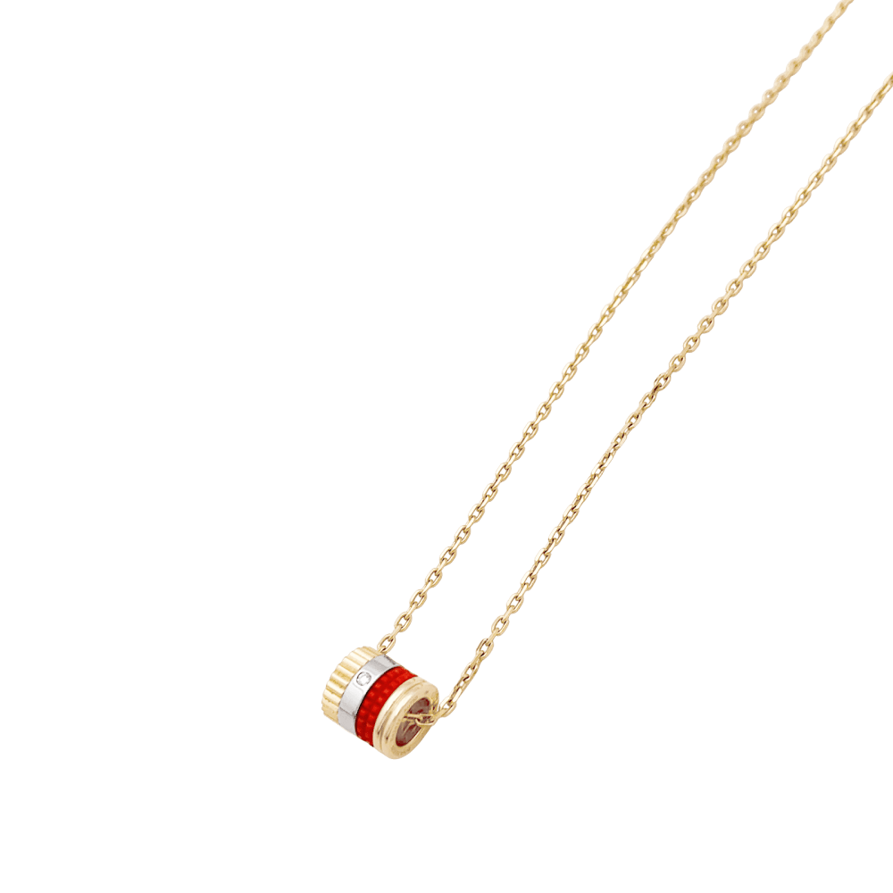 Necklace Boucheron " Mini Ring Four Red Edition", 3 golds, ceramic red.