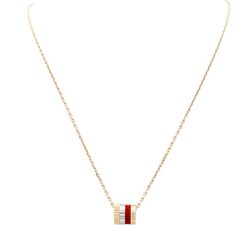 Necklace Boucheron " Mini Ring Four Red Edition", 3 golds, ceramic red.