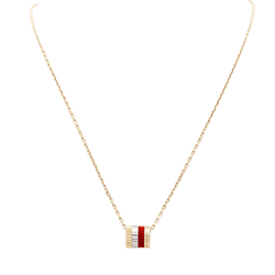 Necklace Boucheron " Mini Ring Four Red Edition", 3 golds, ceramic red.