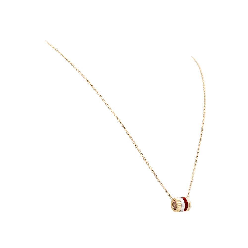 Necklace Boucheron " Mini Ring Four Red Edition", 3 golds, ceramic red.