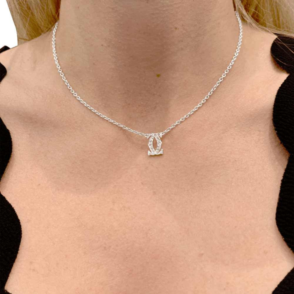 Necklace Cartier, "Double C", white gold and diamonds.
