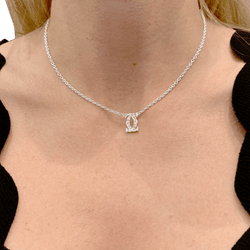 Necklace Cartier, "Double C", white gold and diamonds.