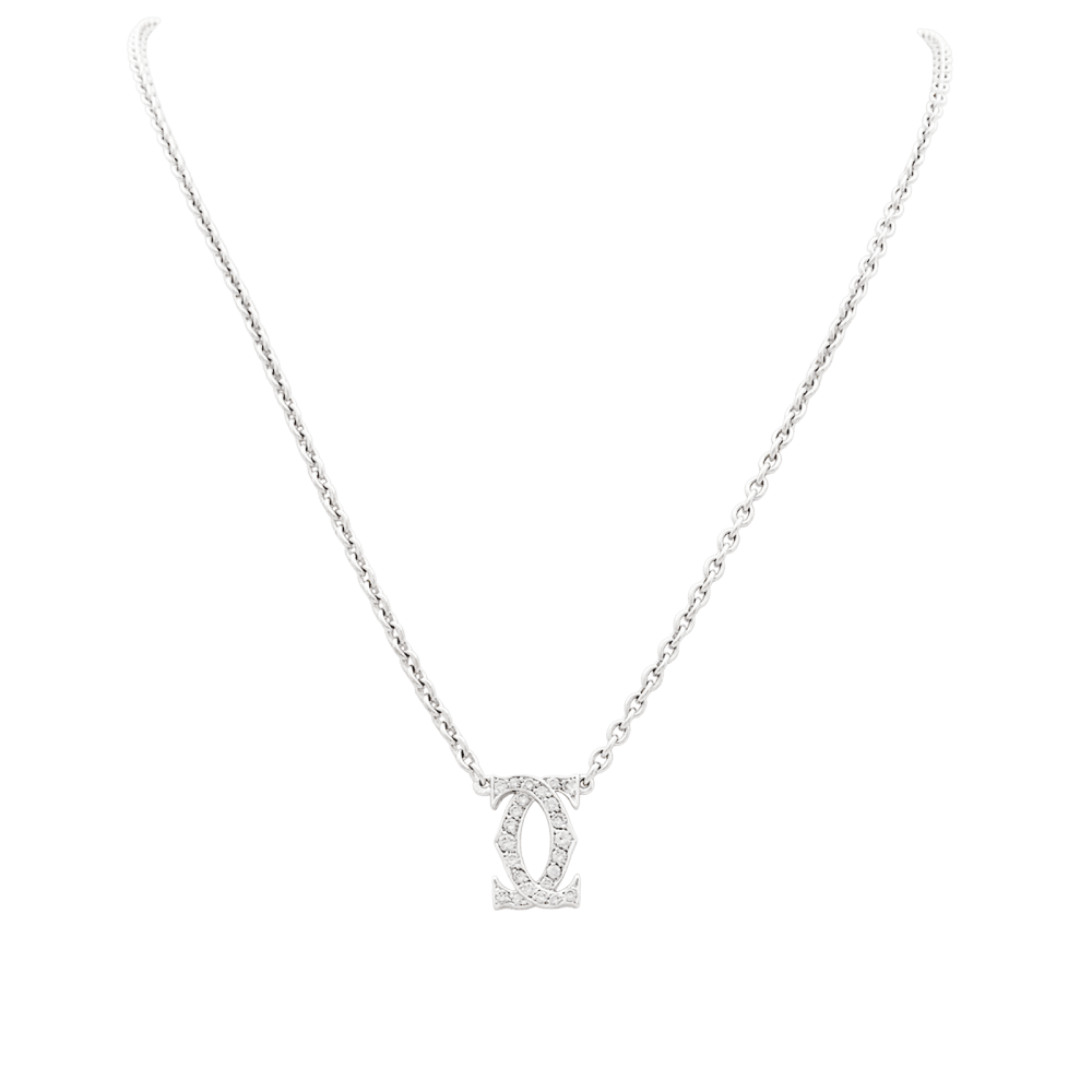 Necklace Cartier, "Double C", white gold and diamonds.