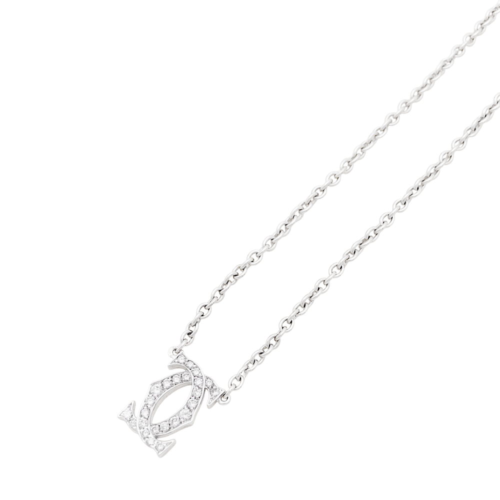 Necklace Cartier, "Double C", white gold and diamonds.