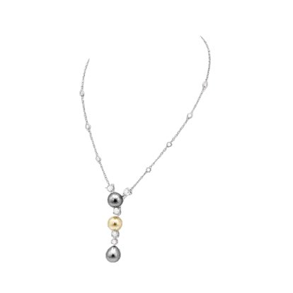 Collier Pendentif CARTIER "Muguet" en platine, perles et diamants - Castafiore