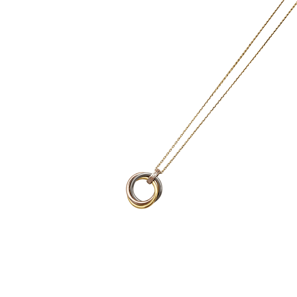 Necklace Cartier, "Trinity", three golds, diamonds.