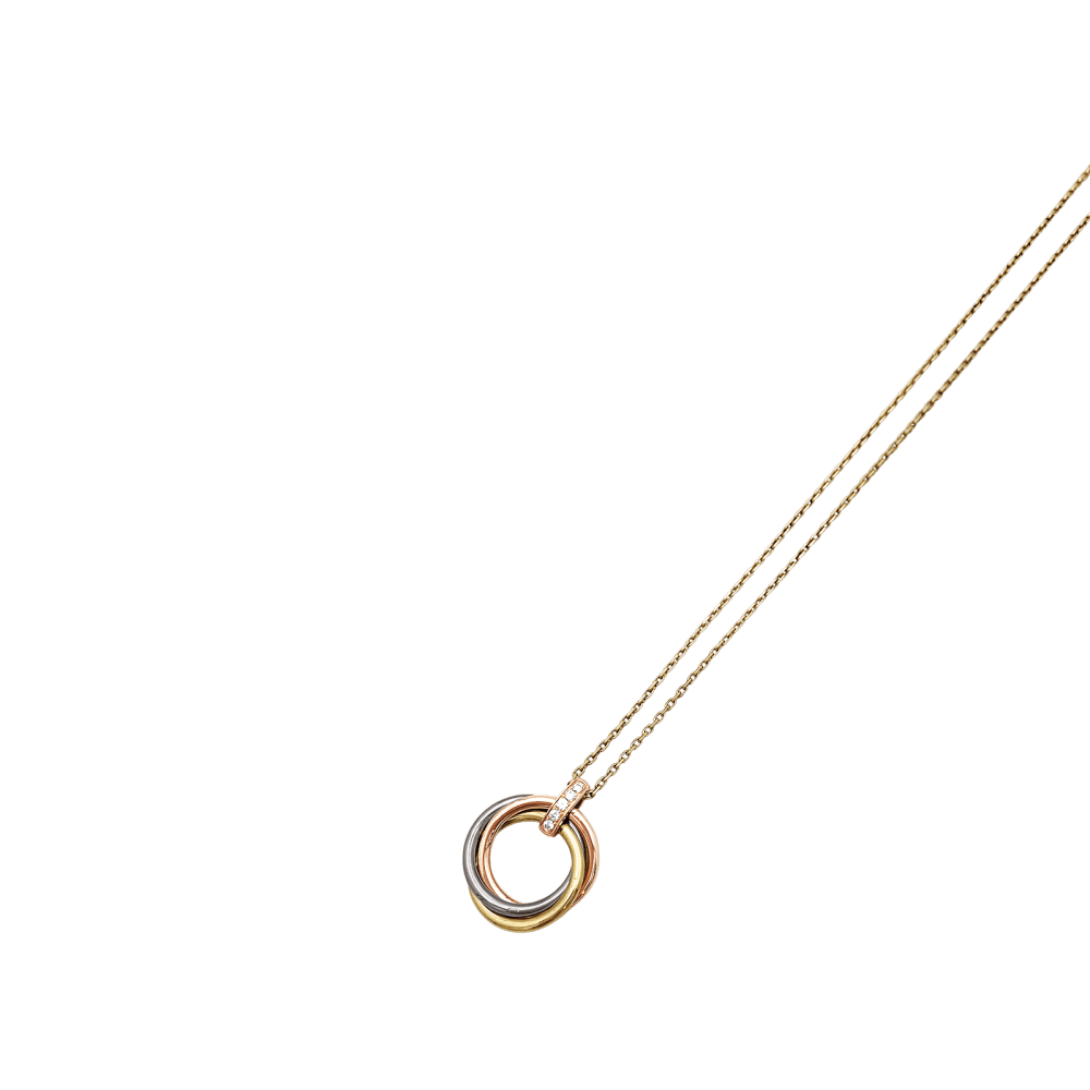 Necklace Cartier, "Trinity", three golds, diamonds.