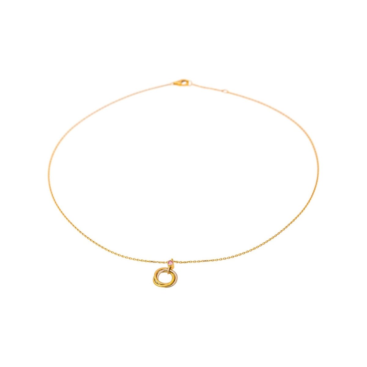 Collier Pendentif CARTIER "Trinity" en or blanc, or jaune, or rose et saphir - Castafiore