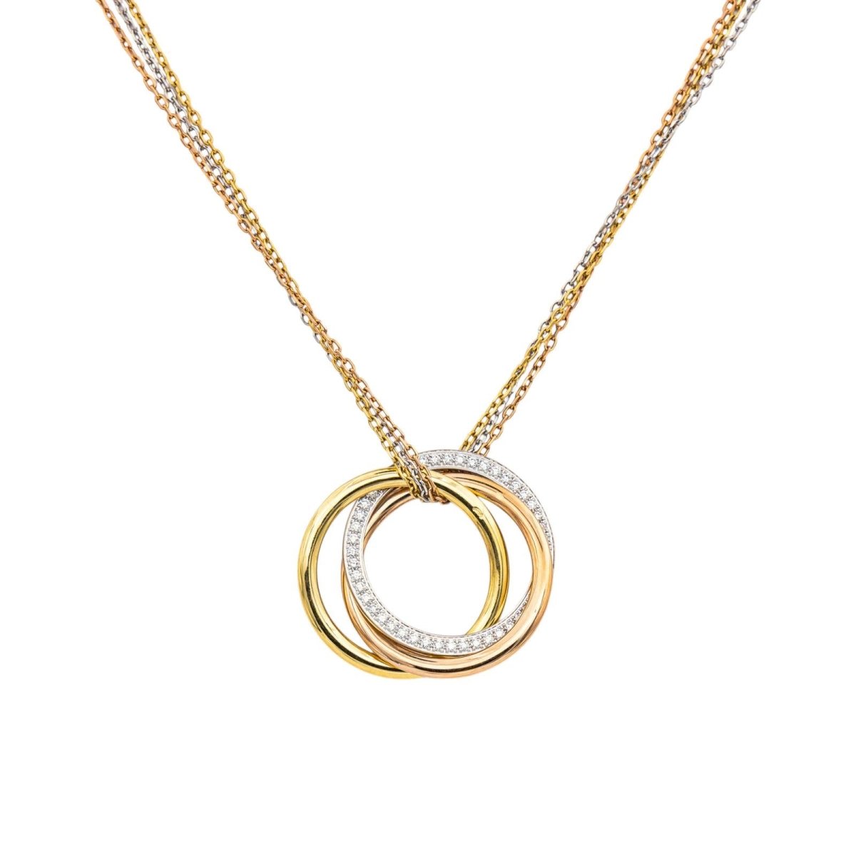 Collier Pendentif CARTIER "Trinity" en or rose et diamants - Castafiore