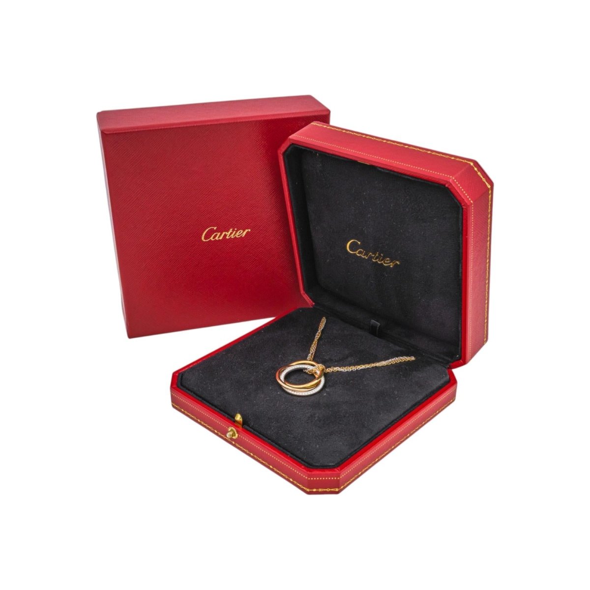 Collier Pendentif CARTIER "Trinity" en or rose et diamants - Castafiore