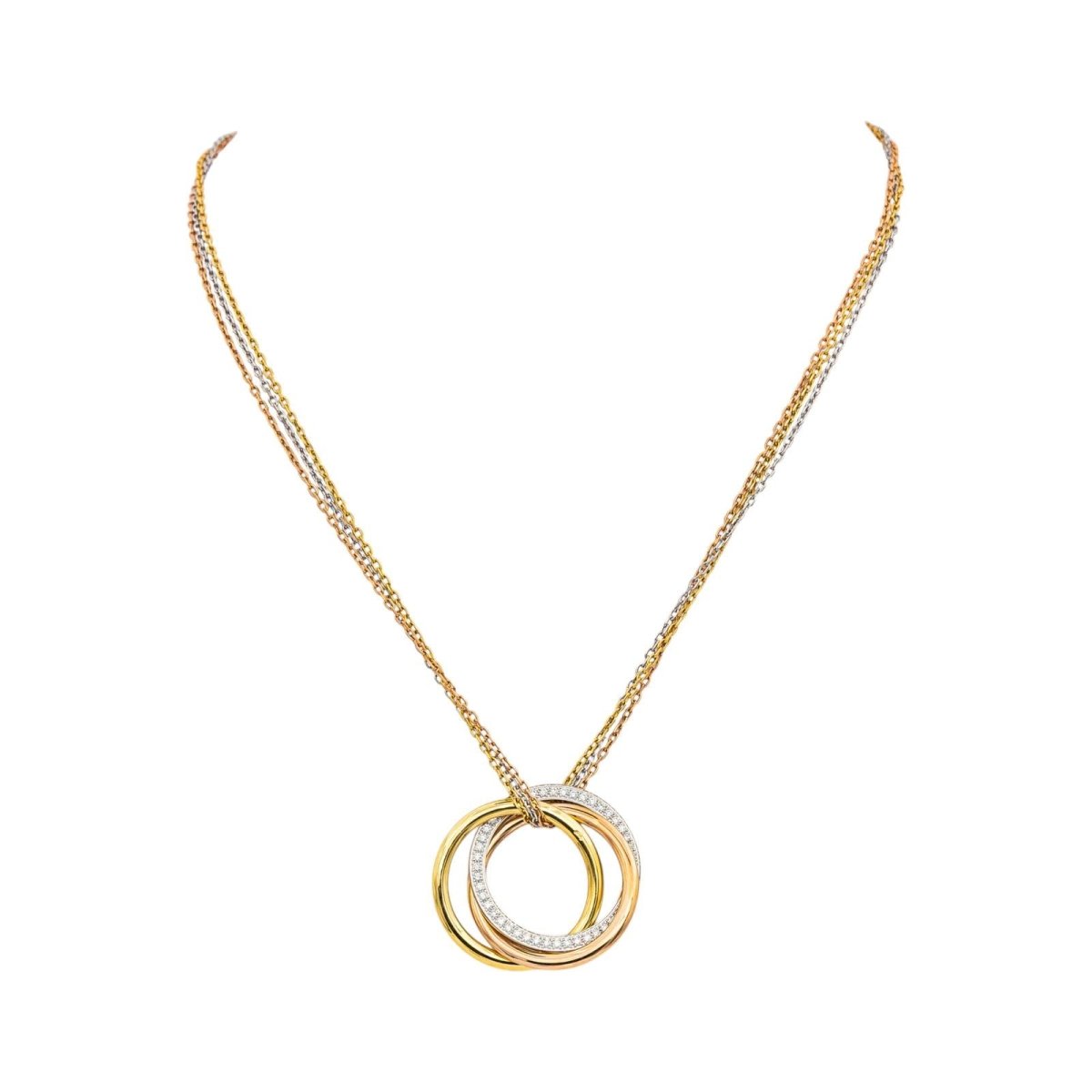 Collier Pendentif CARTIER "Trinity" en or rose et diamants - Castafiore