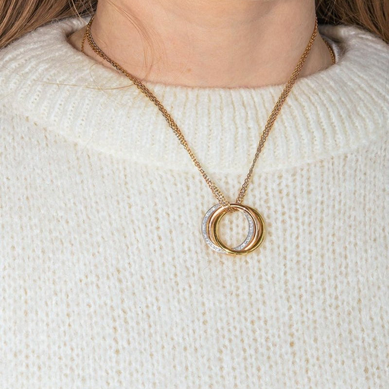 Collier Pendentif CARTIER "Trinity" en or rose et diamants - Castafiore