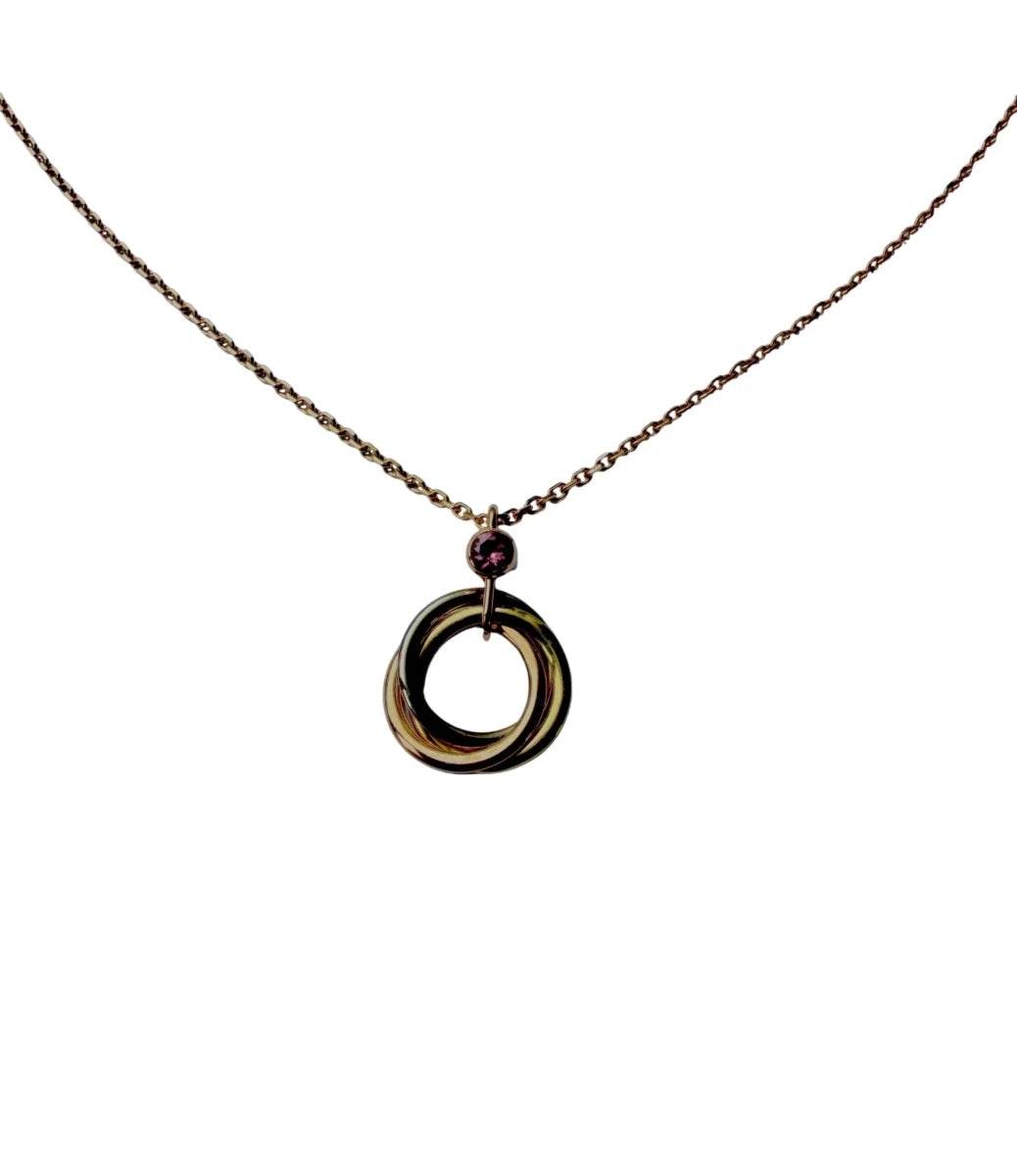 Collier Pendentif CARTIER "Trinity Mini" en or blanc, or jaune, or rose et saphir - Castafiore