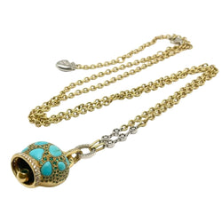Collier Pendentif CHANTECLER en or blanc, or jaune, tsavorites, turquoises et diamants - Castafiore