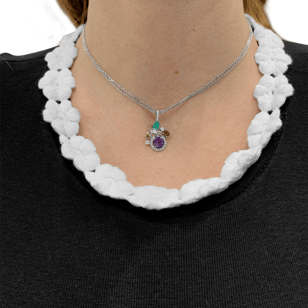 Necklace Chaumet, "Attrape-moi... si tu m'aimes", white gold, diamonds, colored stones.