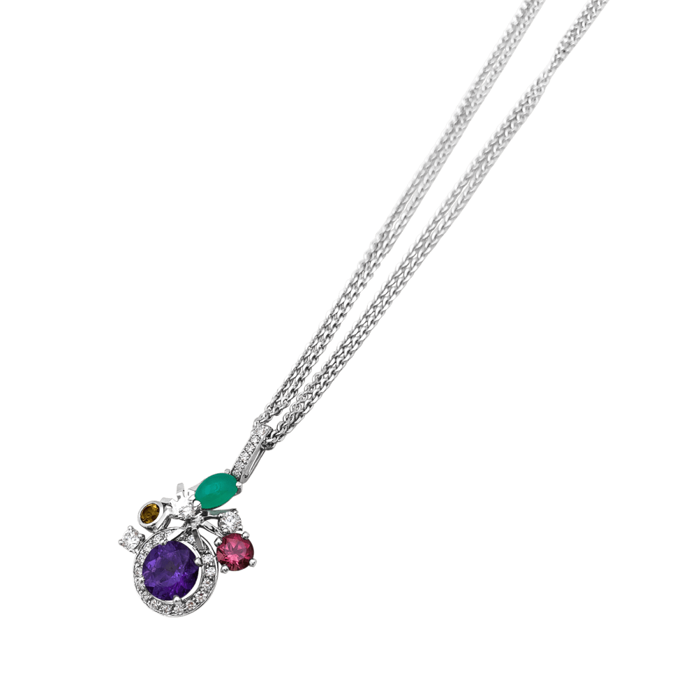 Necklace Chaumet, "Attrape-moi... si tu m'aimes", white gold, diamonds, colored stones.