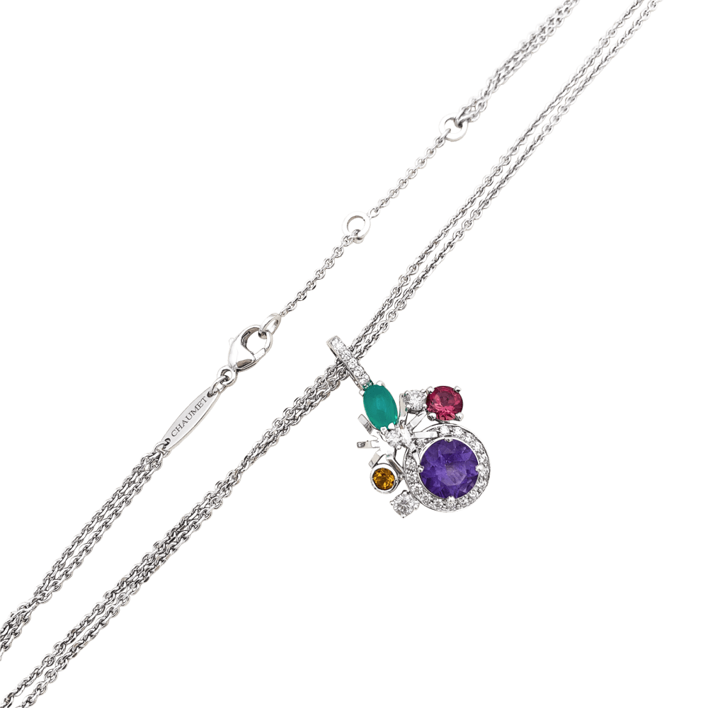 Necklace Chaumet, "Attrape-moi... si tu m'aimes", white gold, diamonds, colored stones.