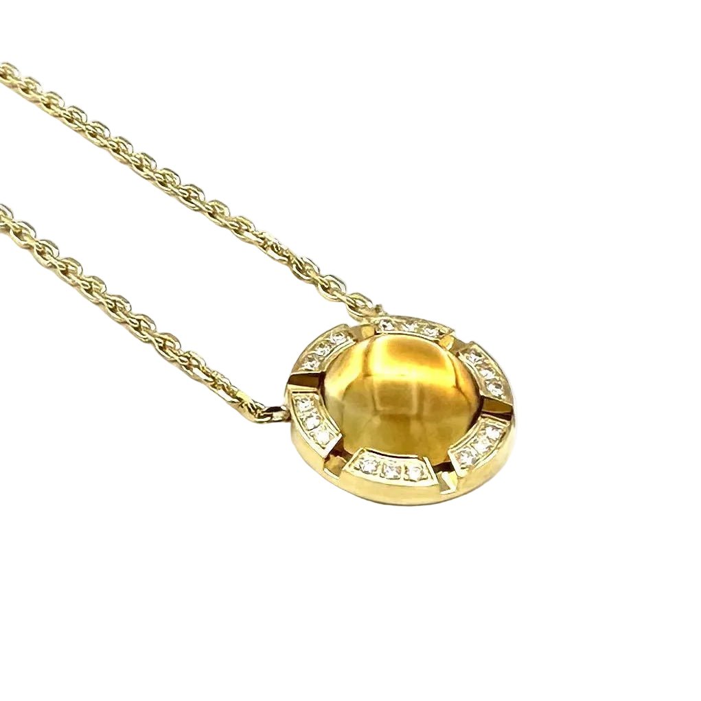 Collier Pendentif CHAUMET "Class one croisiére" en or jaune, citrine et diamants - Castafiore