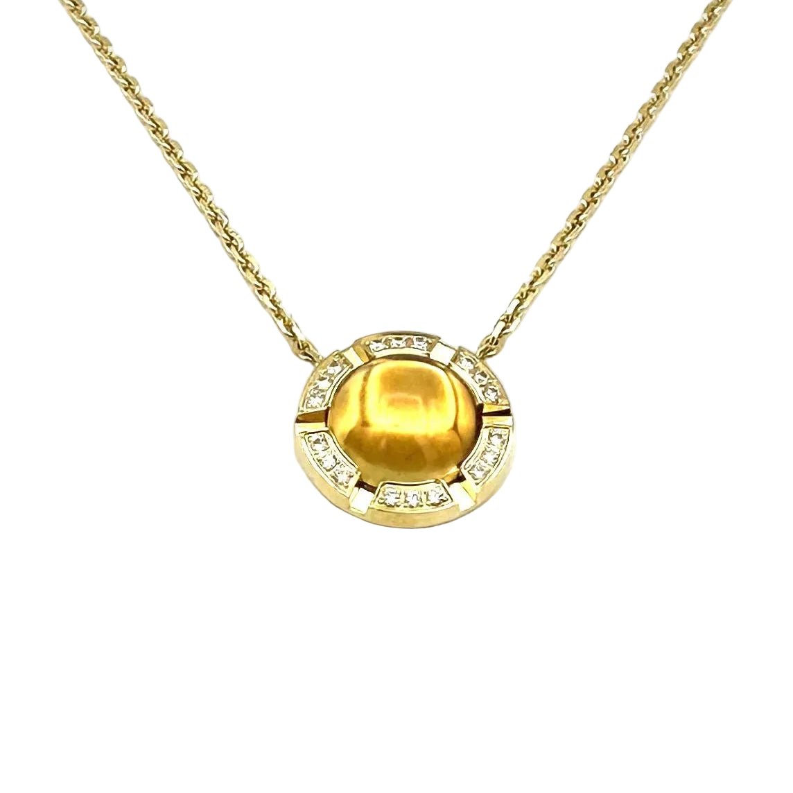 Collier Pendentif CHAUMET "Class one croisiére" en or jaune, citrine et diamants - Castafiore