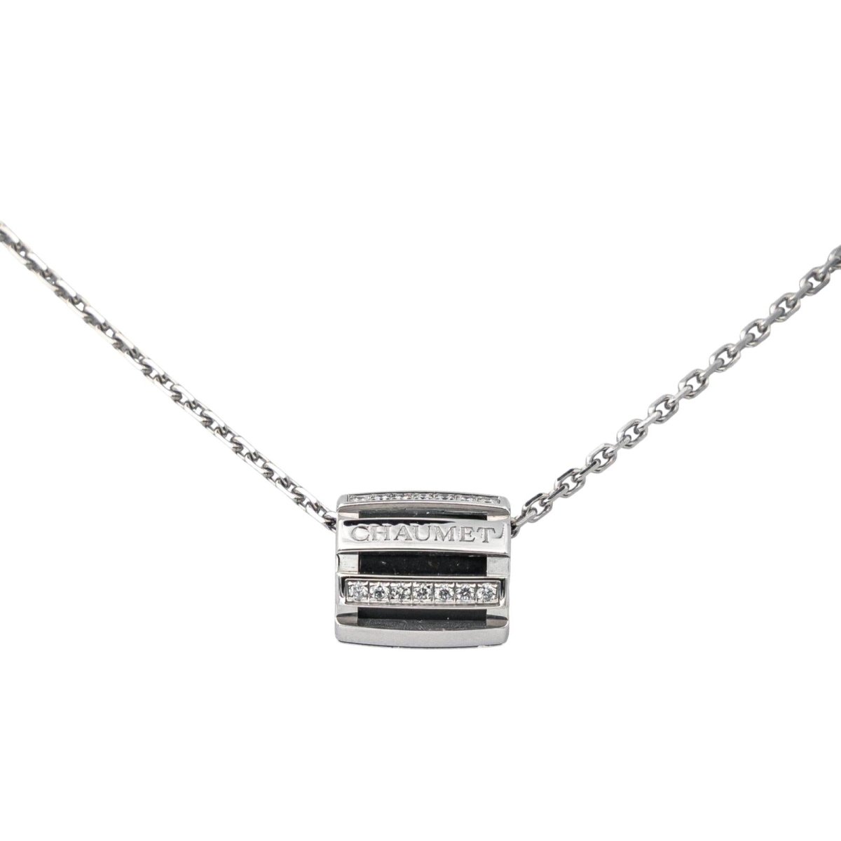 Collier Pendentif CHAUMET "Class One" en or blanc et diamants - Castafiore