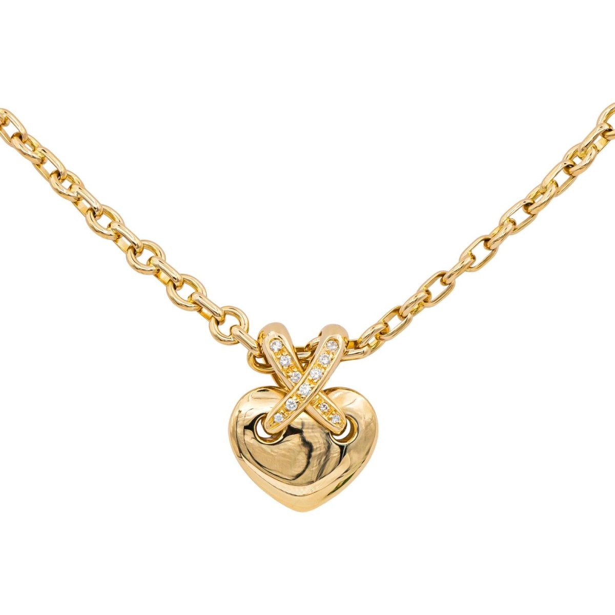 Collier Pendentif CHAUMET "Coeur Lien" en or jaune et diamants - Castafiore