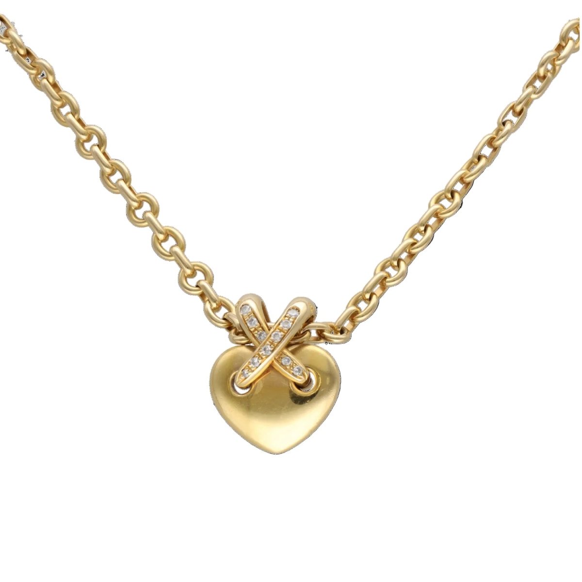 Necklace pendant Chaumet Lien Moyen - 18k yellow gold - diamonds 0.10 ct