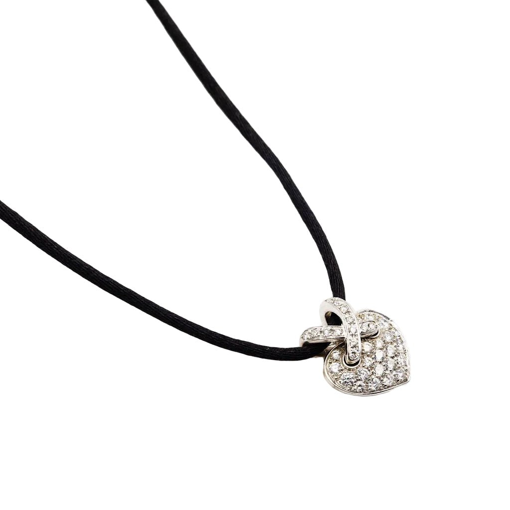 Collier Pendentif CHAUMET "Liens Coeur" en or blanc et diamants - Castafiore