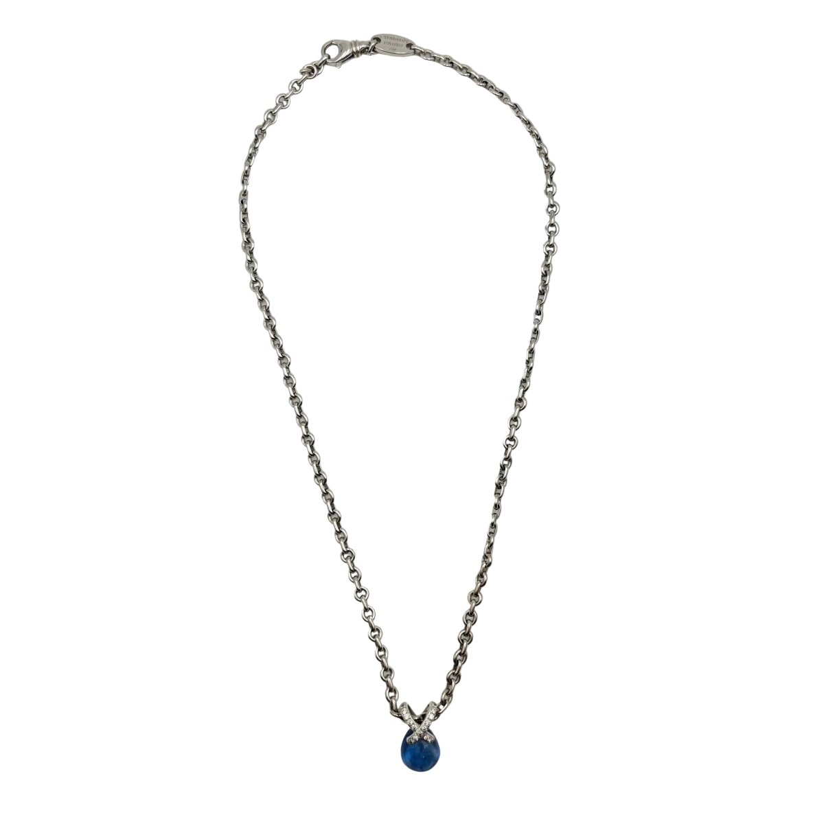 Collier Pendentif CHAUMET "Liens" en or blanc, saphir et diamants - Castafiore