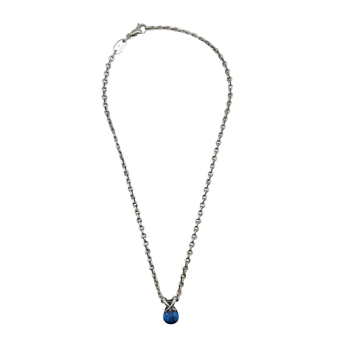 Collier Pendentif CHAUMET "Liens" en or blanc, saphir et diamants - Castafiore