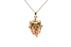 Collier pendentif Chaumet turquoises et rubis en or 18k - Castafiore