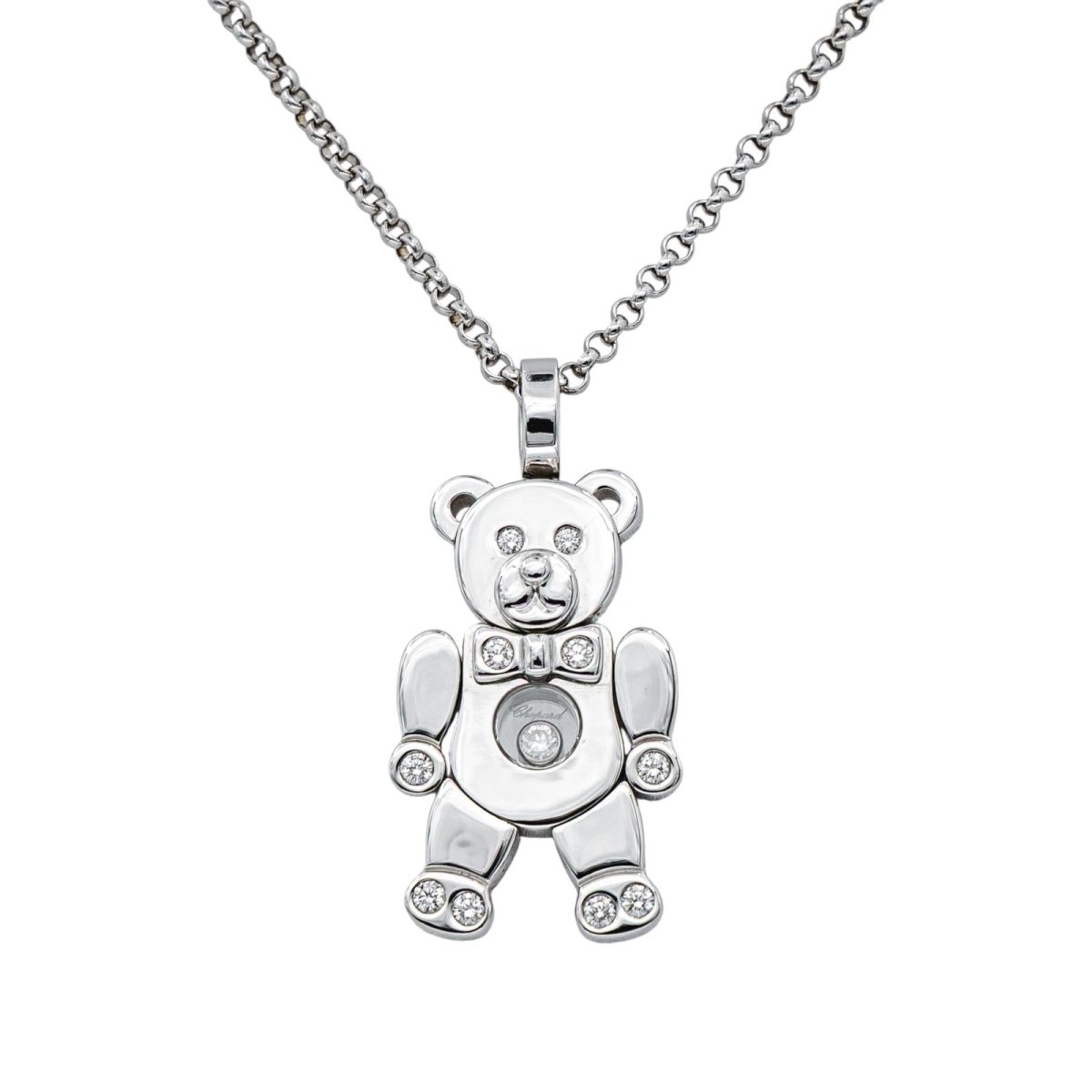Collier Pendentif CHOPARD "Happy Diamond" en or blanc et diamants - Castafiore
