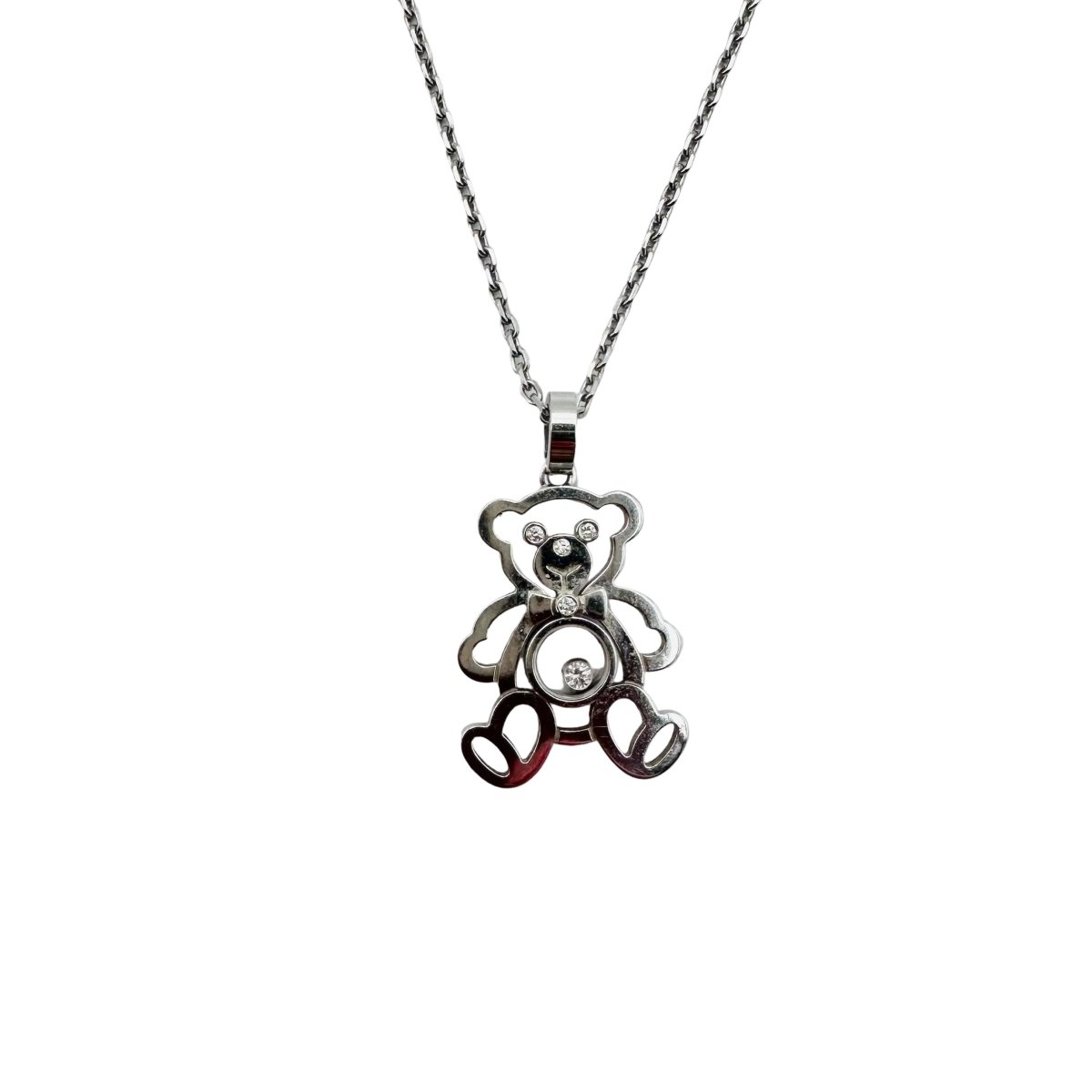 Collier Pendentif CHOPARD "Happy Diamond Teddy Bear" en or blanc et diamants - Castafiore