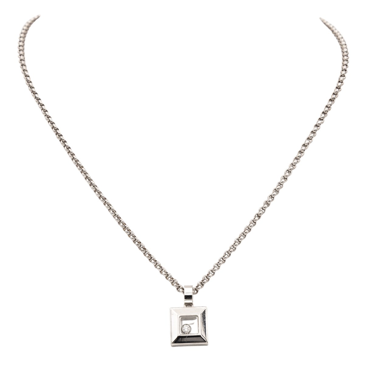 Collier Pendentif CHOPARD "Happy Diamonds" en or blanc et diamant - Castafiore
