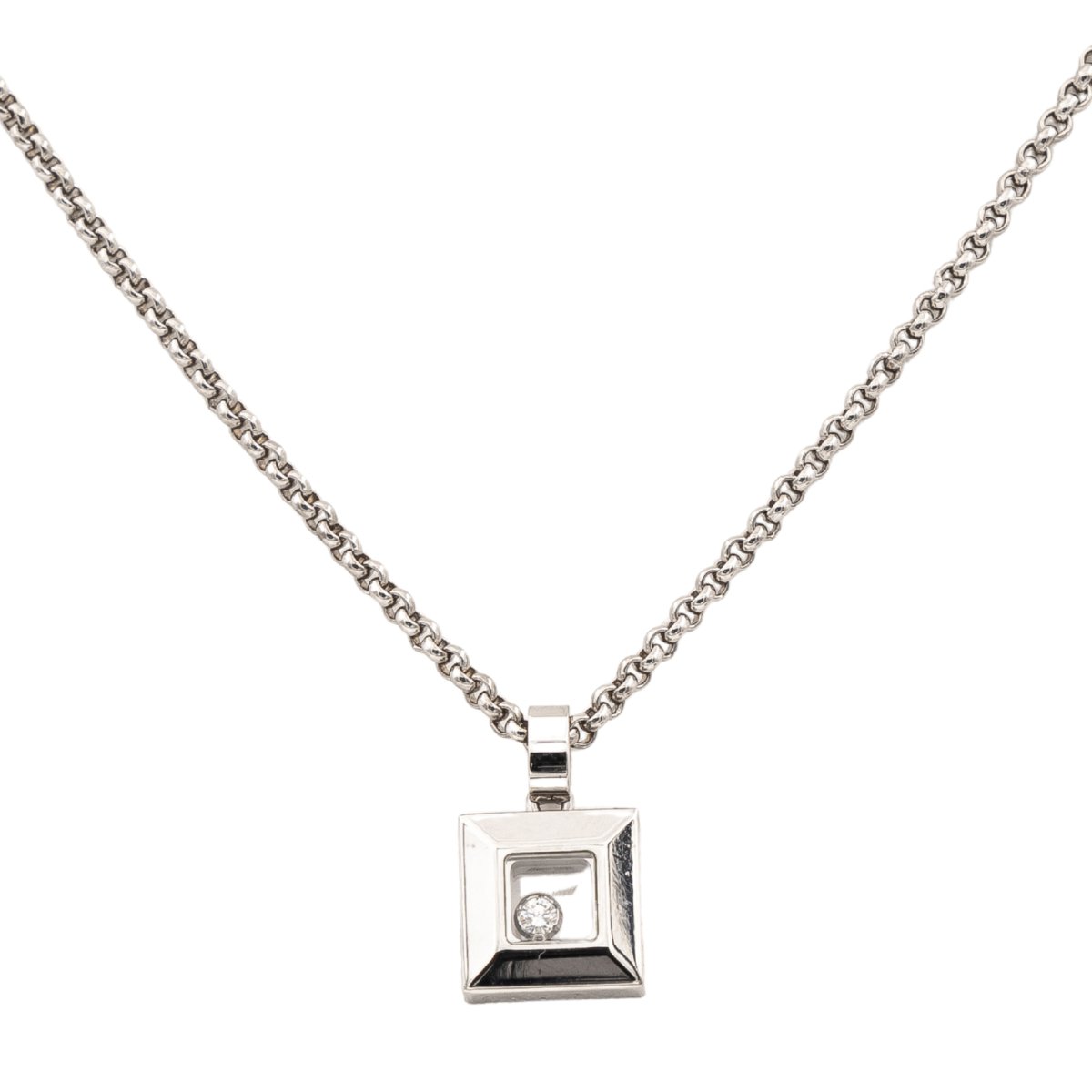 Collier Pendentif CHOPARD "Happy Diamonds" en or blanc et diamant - Castafiore
