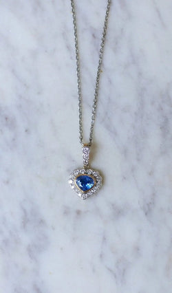Collier Pendentif Coeur saphir Ceylan et diamants - Castafiore