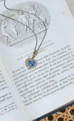 Collier Pendentif Coeur saphir Ceylan et diamants - Castafiore