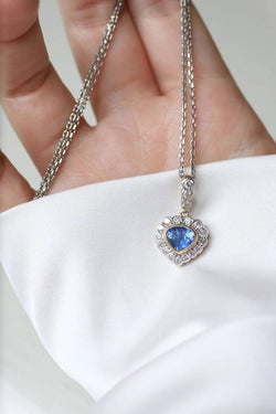 Collier Pendentif Coeur saphir Ceylan et diamants - Castafiore