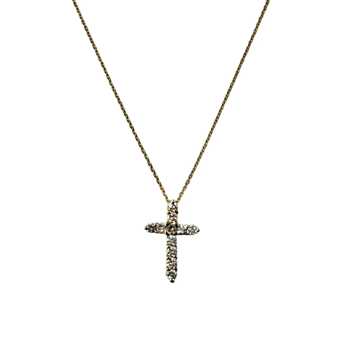 Collier Pendentif Croix en or jaune et diamants - Castafiore