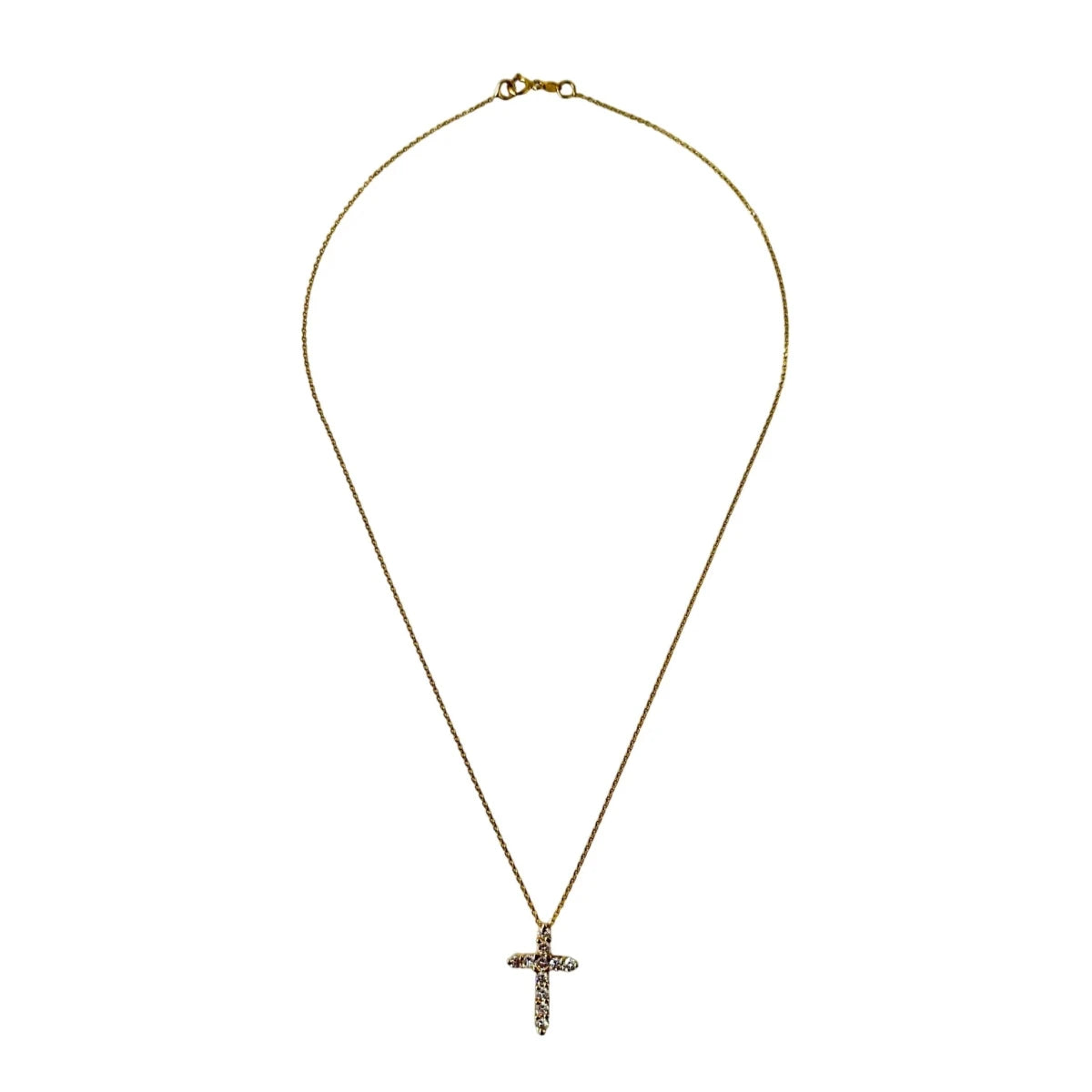 Collier Pendentif Croix en or jaune et diamants - Castafiore