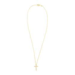 Collier Pendentif Croix en or jaune et diamants - Castafiore