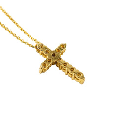Collier Pendentif Croix en or jaune et diamants - Castafiore