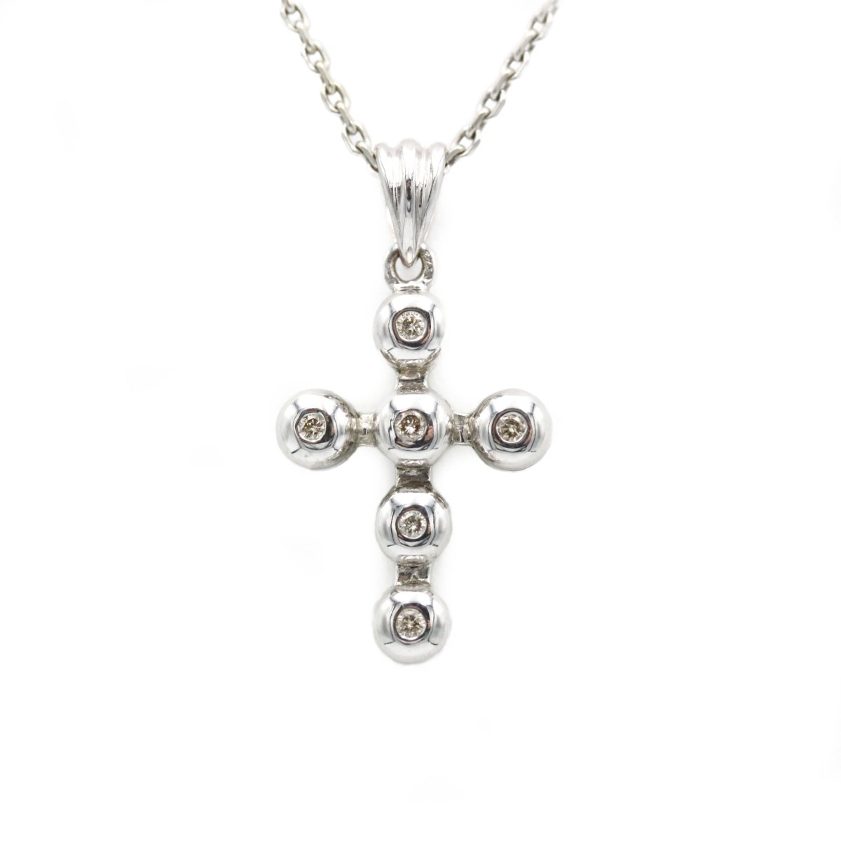 Collier Pendentif Croix - Or blanc & Diamants - Castafiore