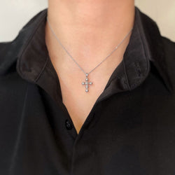 Collier Pendentif Croix - Or blanc & Diamants - Castafiore