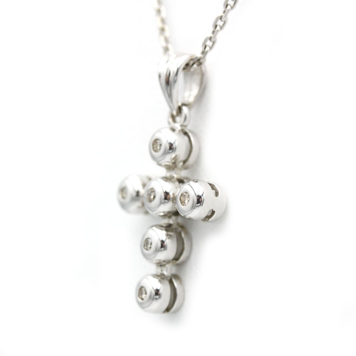 Collier Pendentif Croix - Or blanc & Diamants - Castafiore